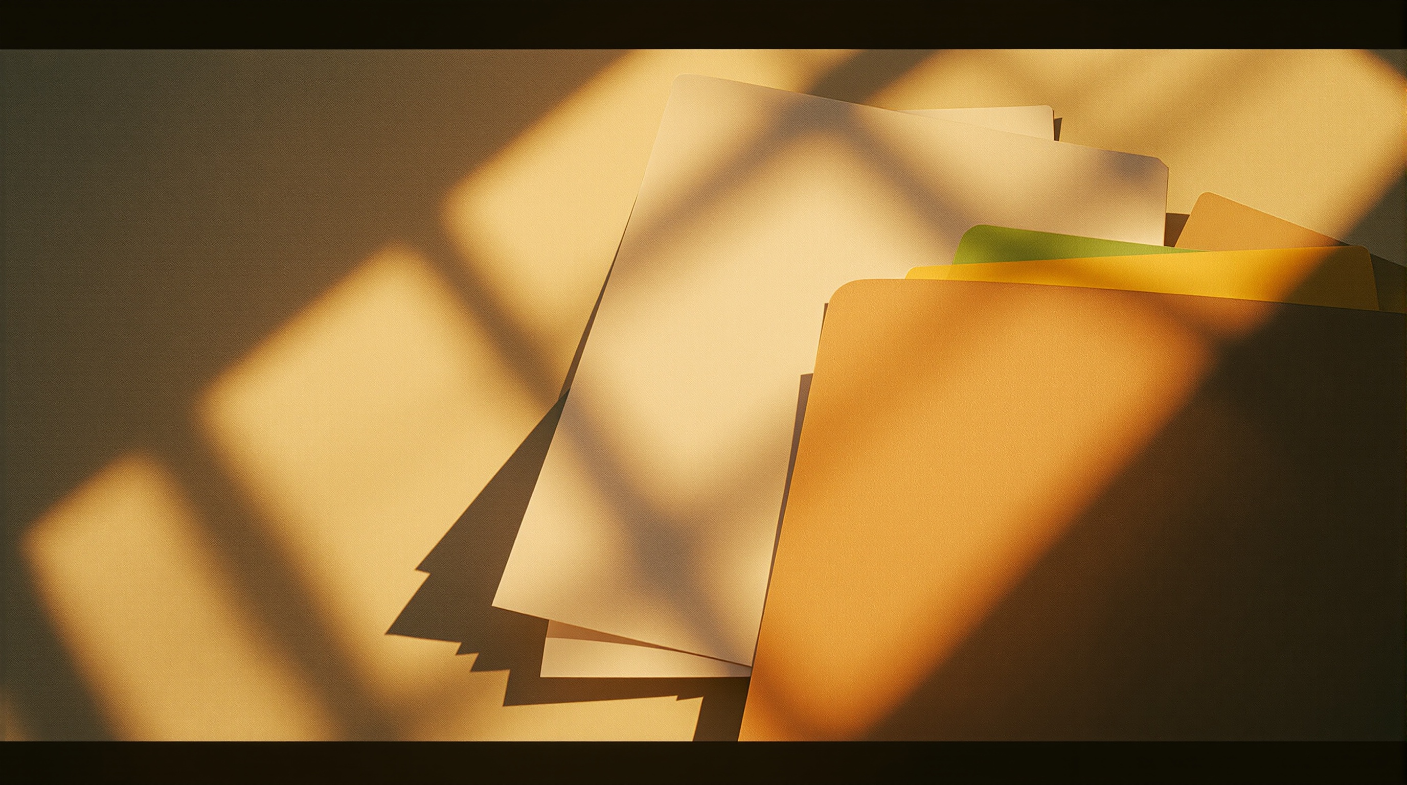 Warm art-directed photograph of stacked legal papers and case files